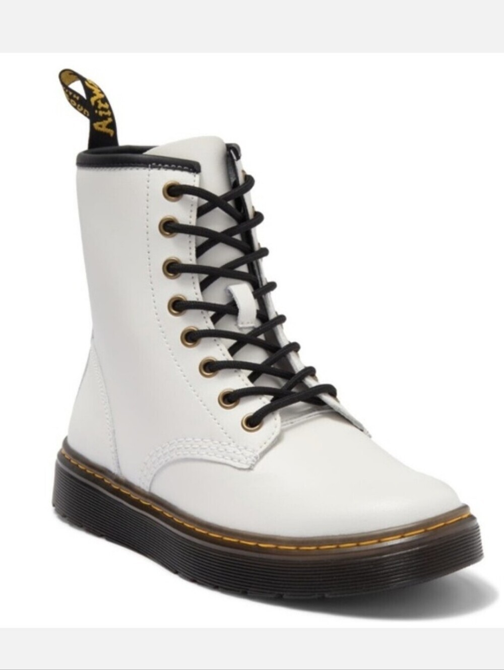 Dr.Martens Women’s Zavala 8 Eyelet White Leather Lace-Up Combat Boots Shoes Sz 7